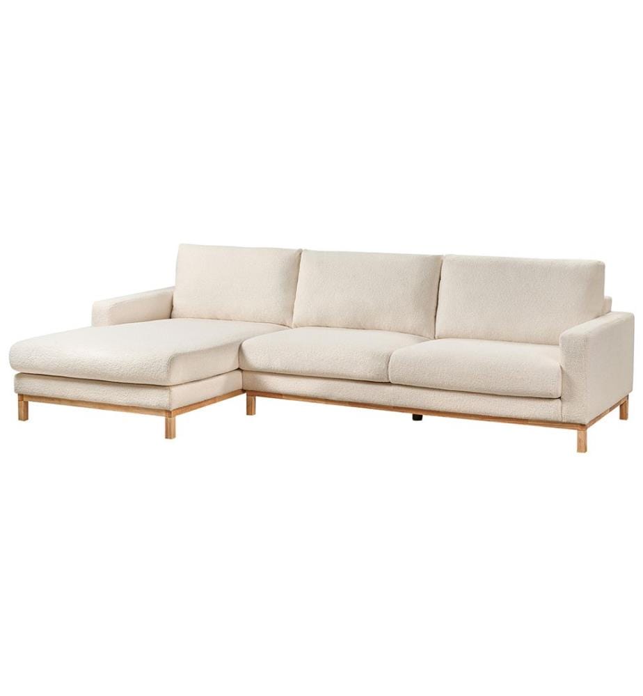Ecksofa 4-Sitzer SIGGARD Bouclé Weiss rechtsseitig