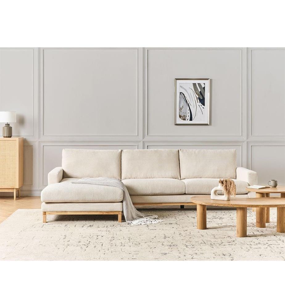 Ecksofa 4-Sitzer SIGGARD II Cord Hellbeige rechtsseitig