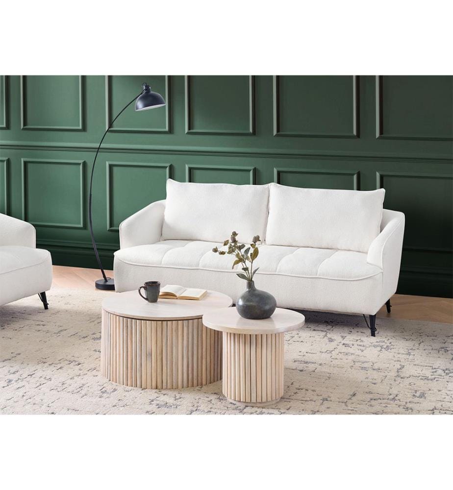 Sofa 3-Sitzer HOBRO Bouclé Weiss