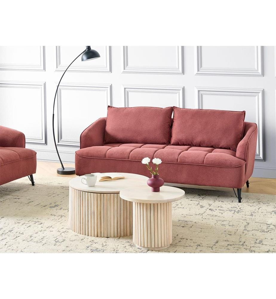 Sofa 3-Sitzer HOBRO Stoff Burgunderrot