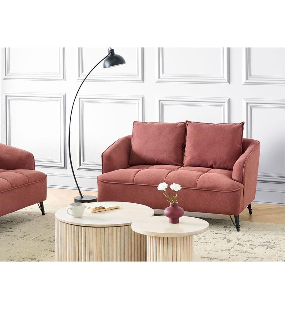 Sofa 2-Sitzer HOBRO Stoff Burgunderrot