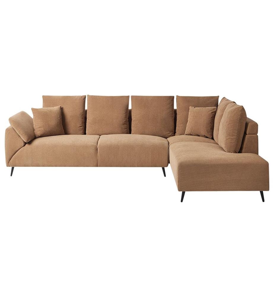 Ecksofa 4-Sitzer LUNNER Cord Braun linksseitig