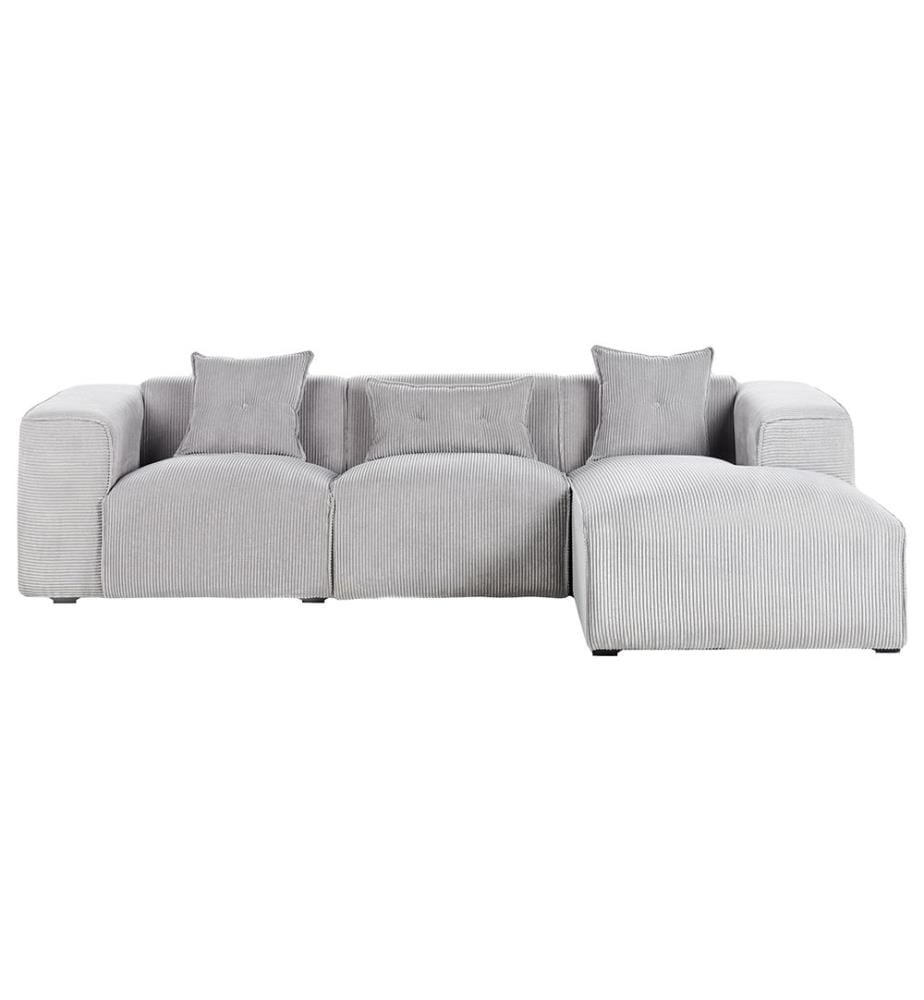 Ecksofa 3-Sitzer DOLVA Cord Hellgrau linksseitig