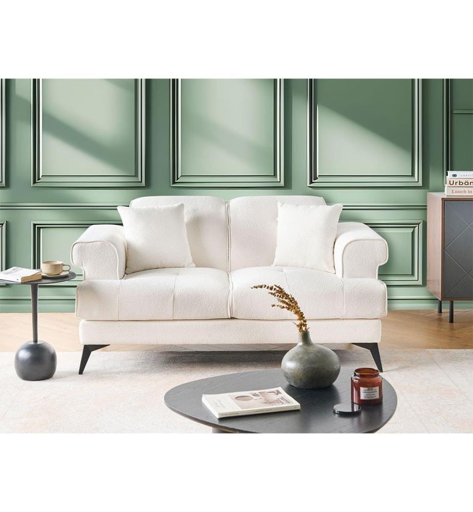Sofa 2-Sitzer SKIVE Bouclé Weiss