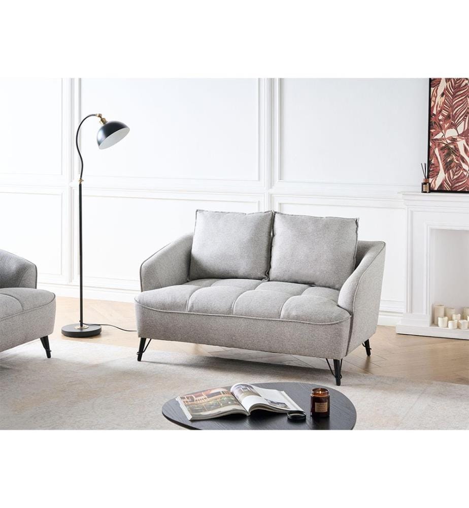 Sofa 2-Sitzer HOBRO Stoff Hellgrau