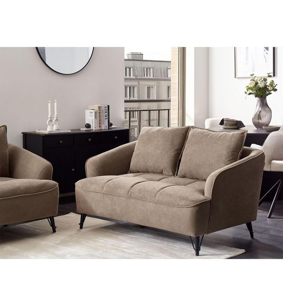 Sofa 2-Sitzer HOBRO Stoff Hellbraun