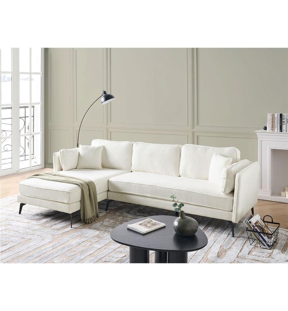 Ecksofa 3-Sitzer ALTAN Bouclé Cremeweiss rechtsseitig