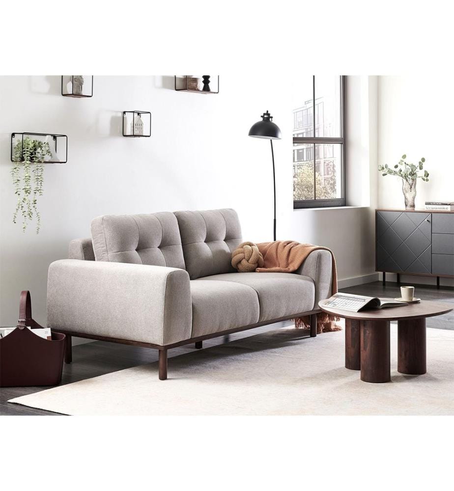 Sofa 2-Sitzer LAURILA Stoff Hellgrau