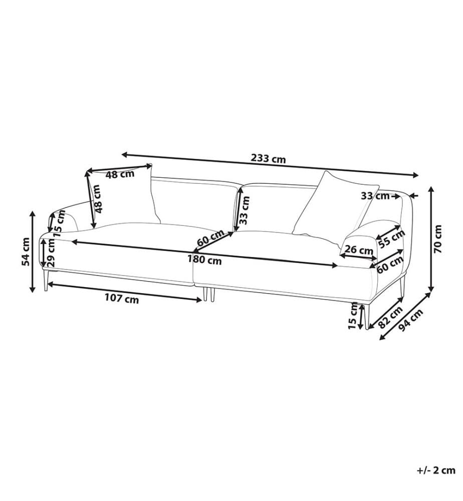Sofa 3-Sitzer MATILA Stoff Hellgrau