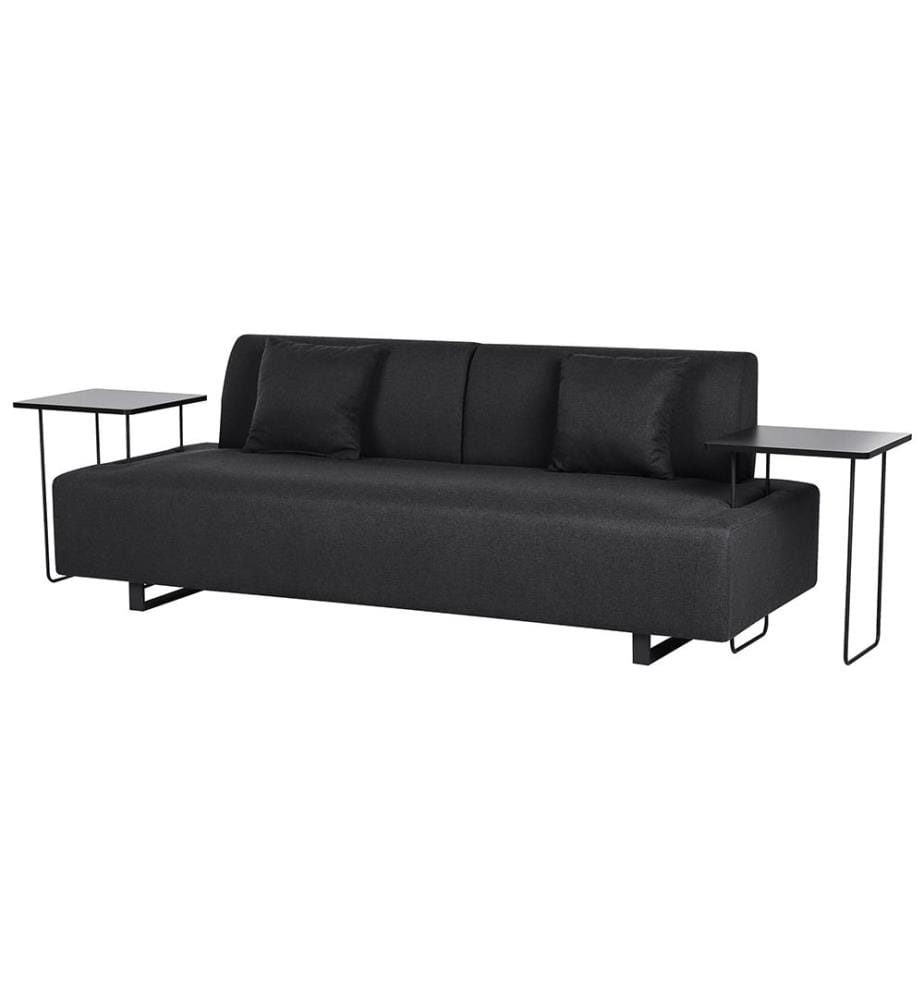 Sofa 3-Sitzer SOKNA Stoff Schwarz mit Tischen