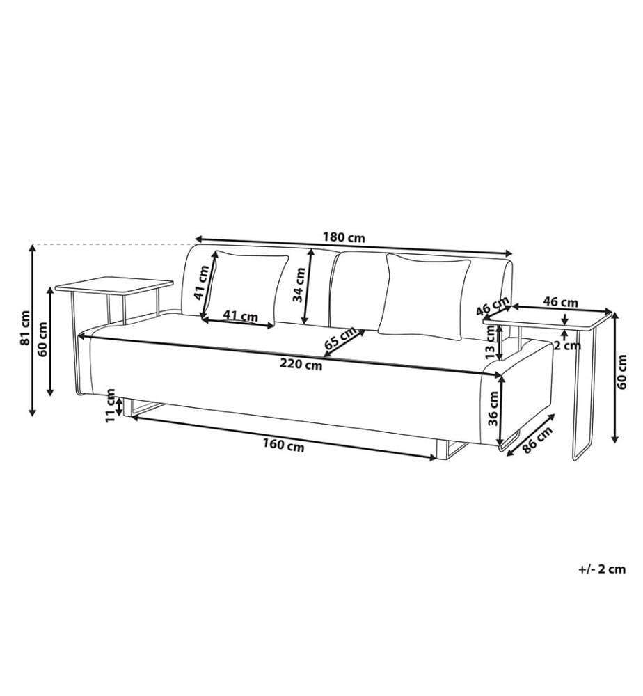 Sofa 3-Sitzer SOKNA Stoff Taupe mit Tischen