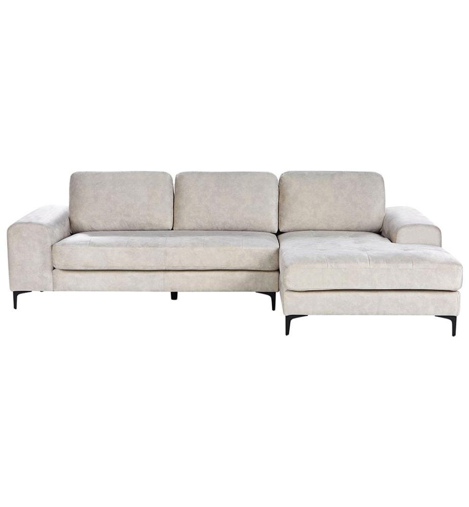 Ecksofa 4-Sitzer KIRUNA Samtstoff Hellbeige linksseitig