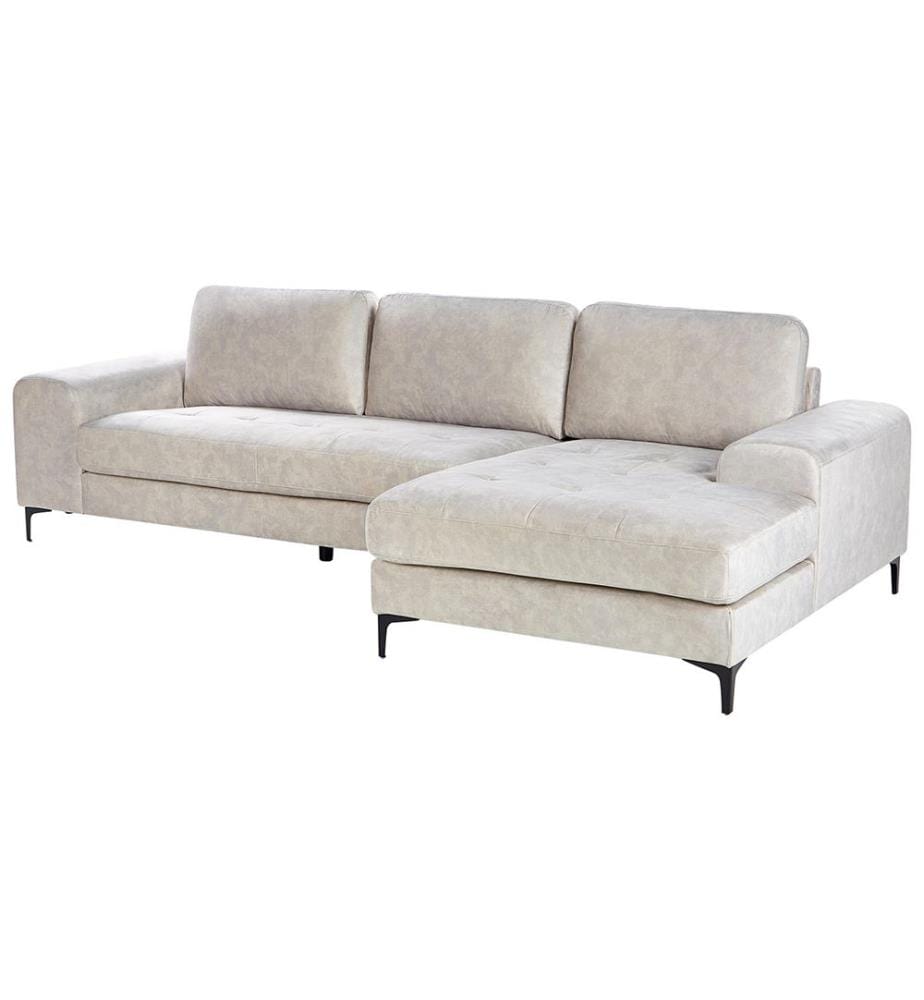 Ecksofa 4-Sitzer KIRUNA Samtstoff Hellbeige linksseitig