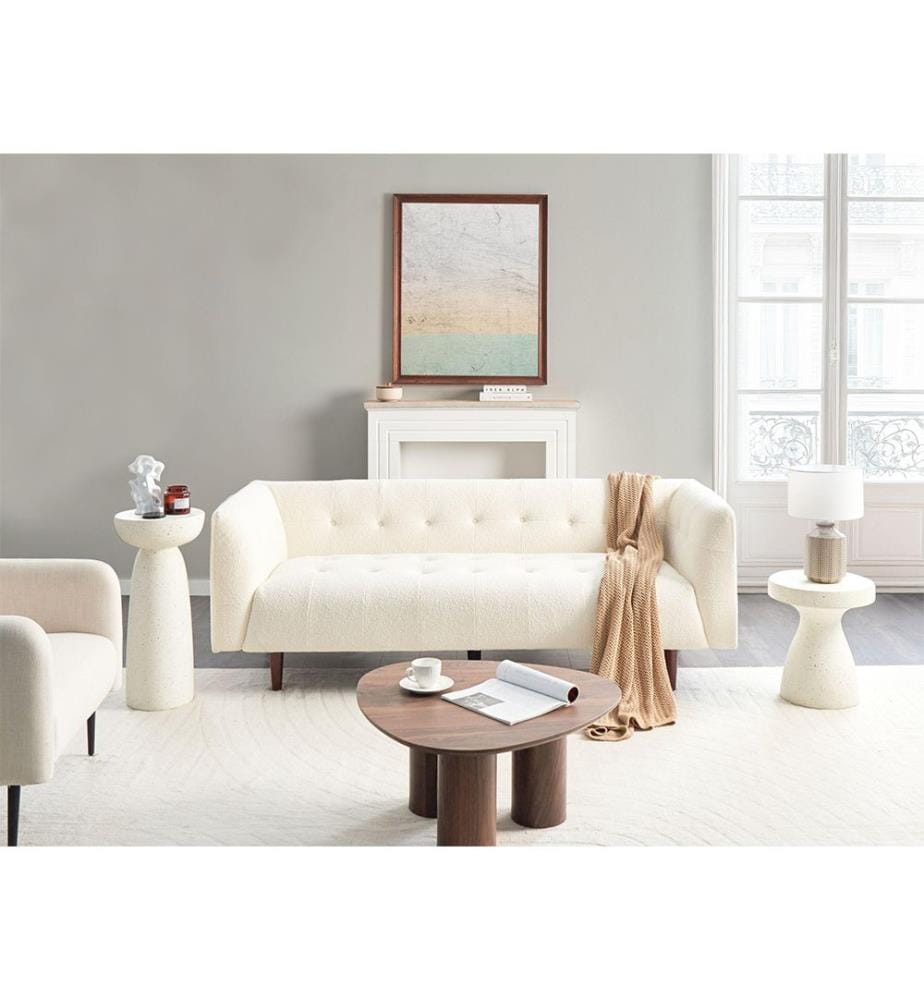 Sofa 3-Sitzer BYSKE Bouclé Cremeweiss