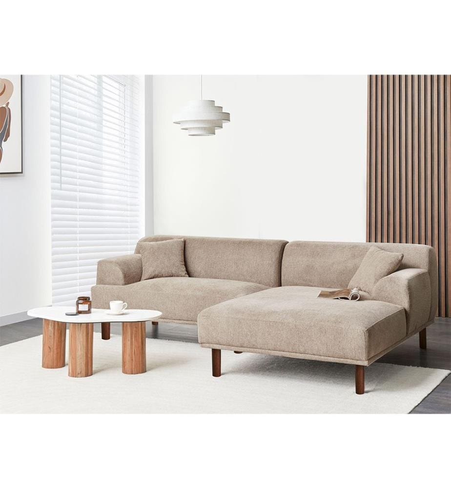 Ecksofa 3-Sitzer HOLT Stoff Taupe linksseitig