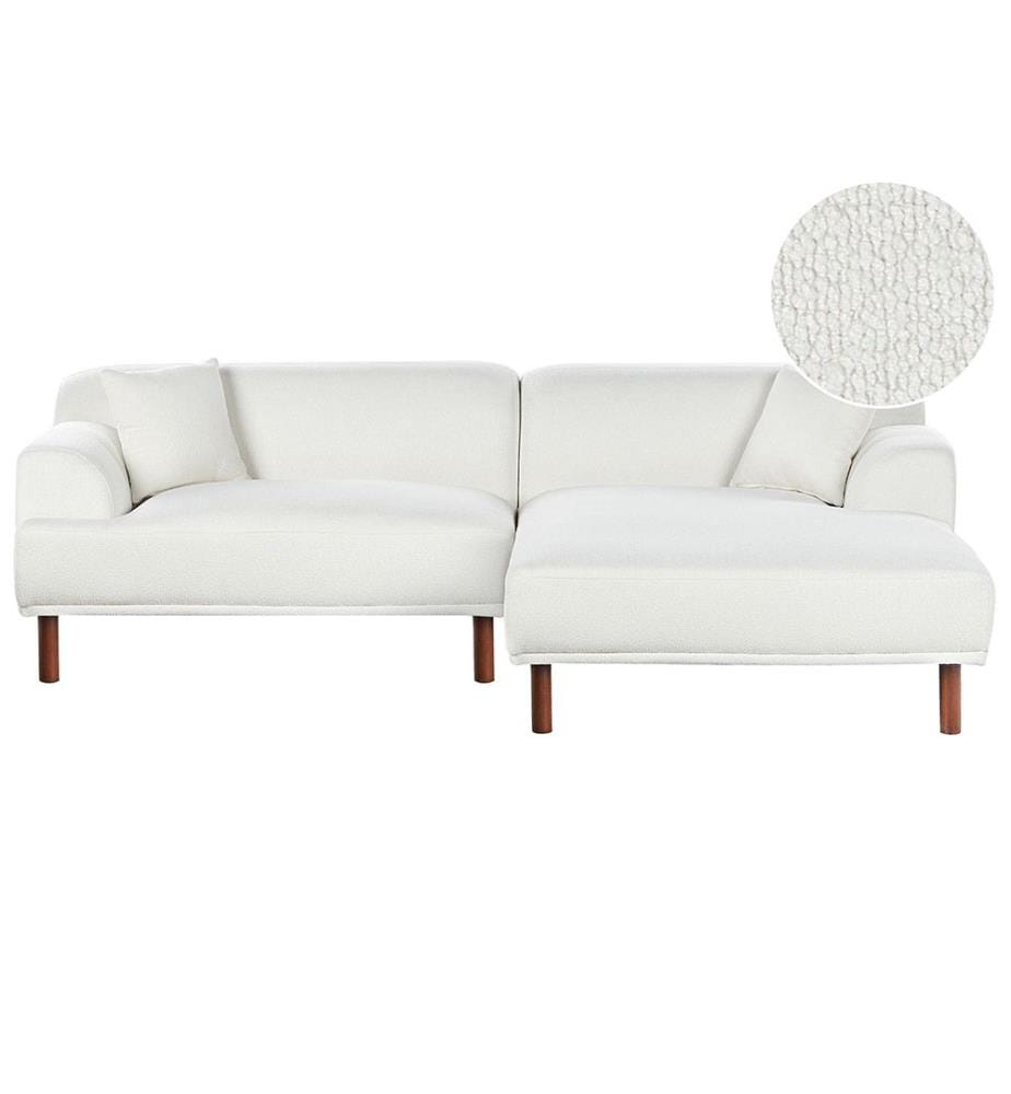 Ecksofa 3-Sitzer HOLT Bouclé Weiss linksseitig