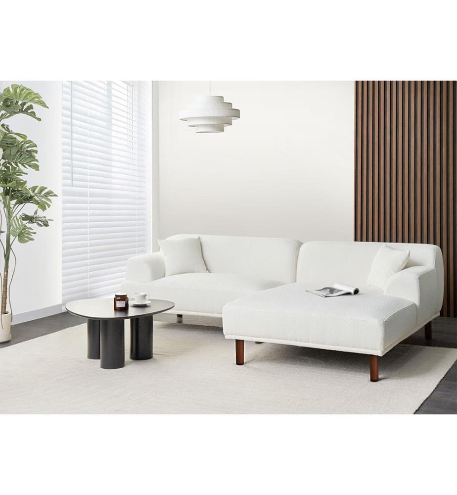 Ecksofa 3-Sitzer HOLT Bouclé Weiss linksseitig