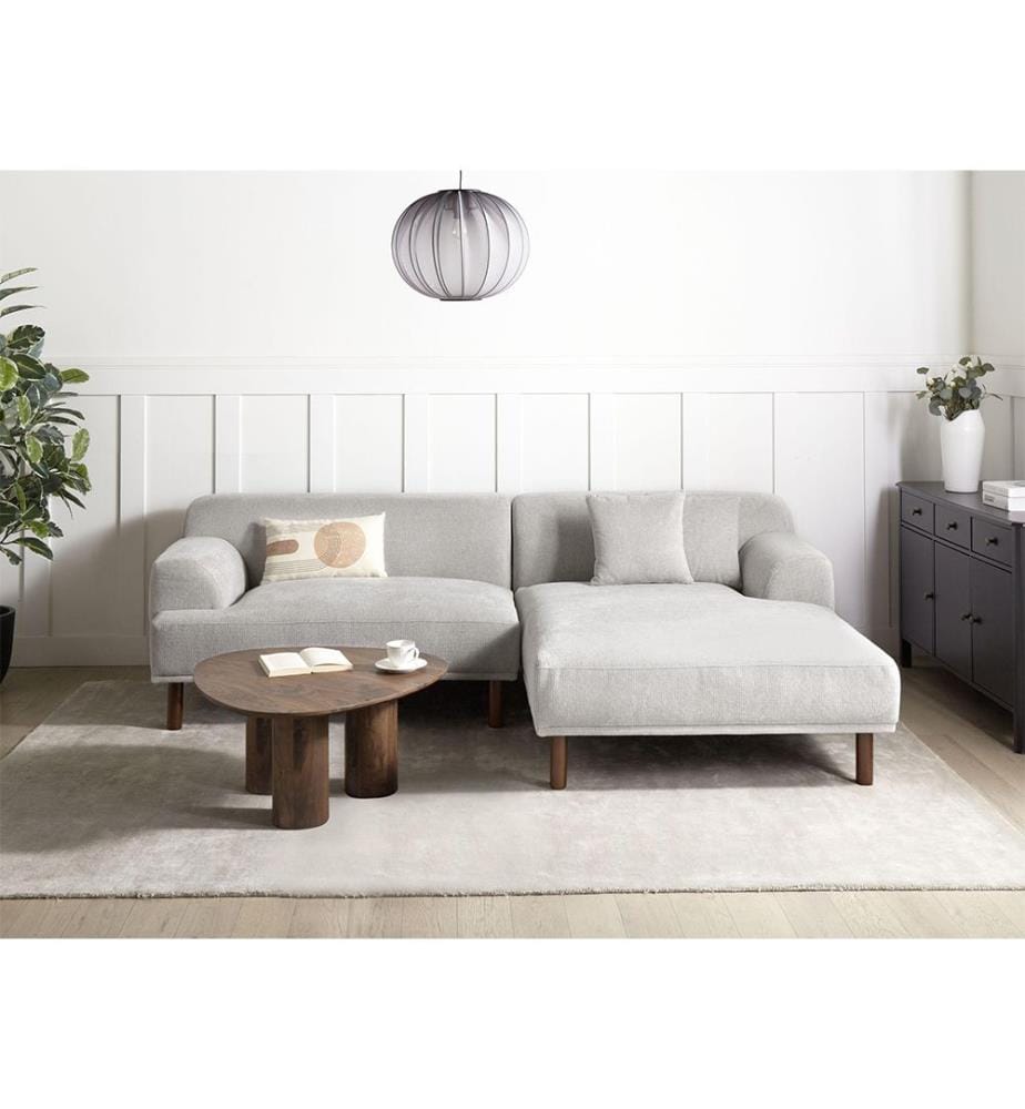 Canapé d'angle 3 places HOLT Tissu Gris clair Côté gauche