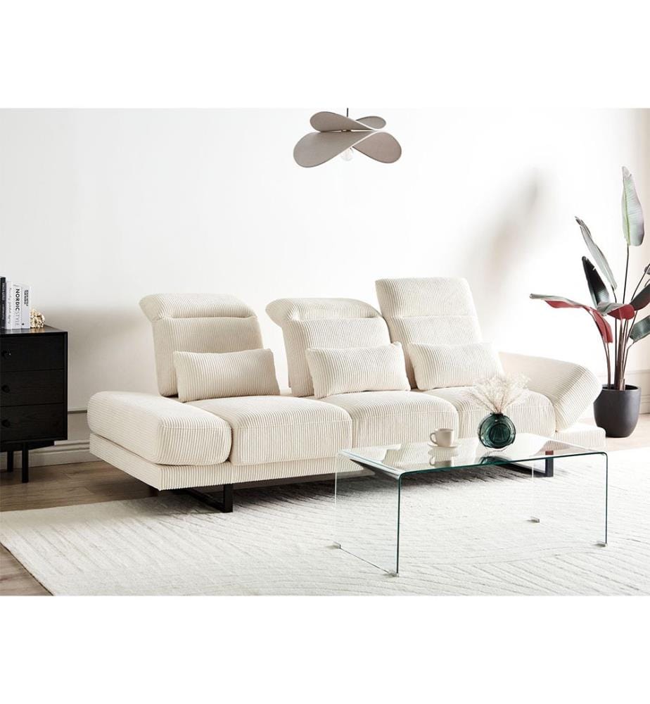 Divano 3 posti IKAST Velluto a coste Beige chiaro