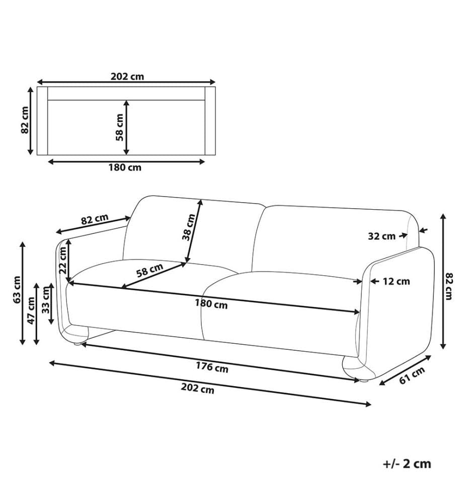 Sofa 3-Sitzer SALAND Stoff Weiss