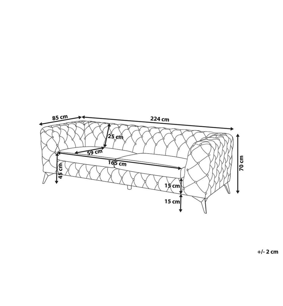 Sofa 3-Sitzer SOTRA Samtstoff Grau