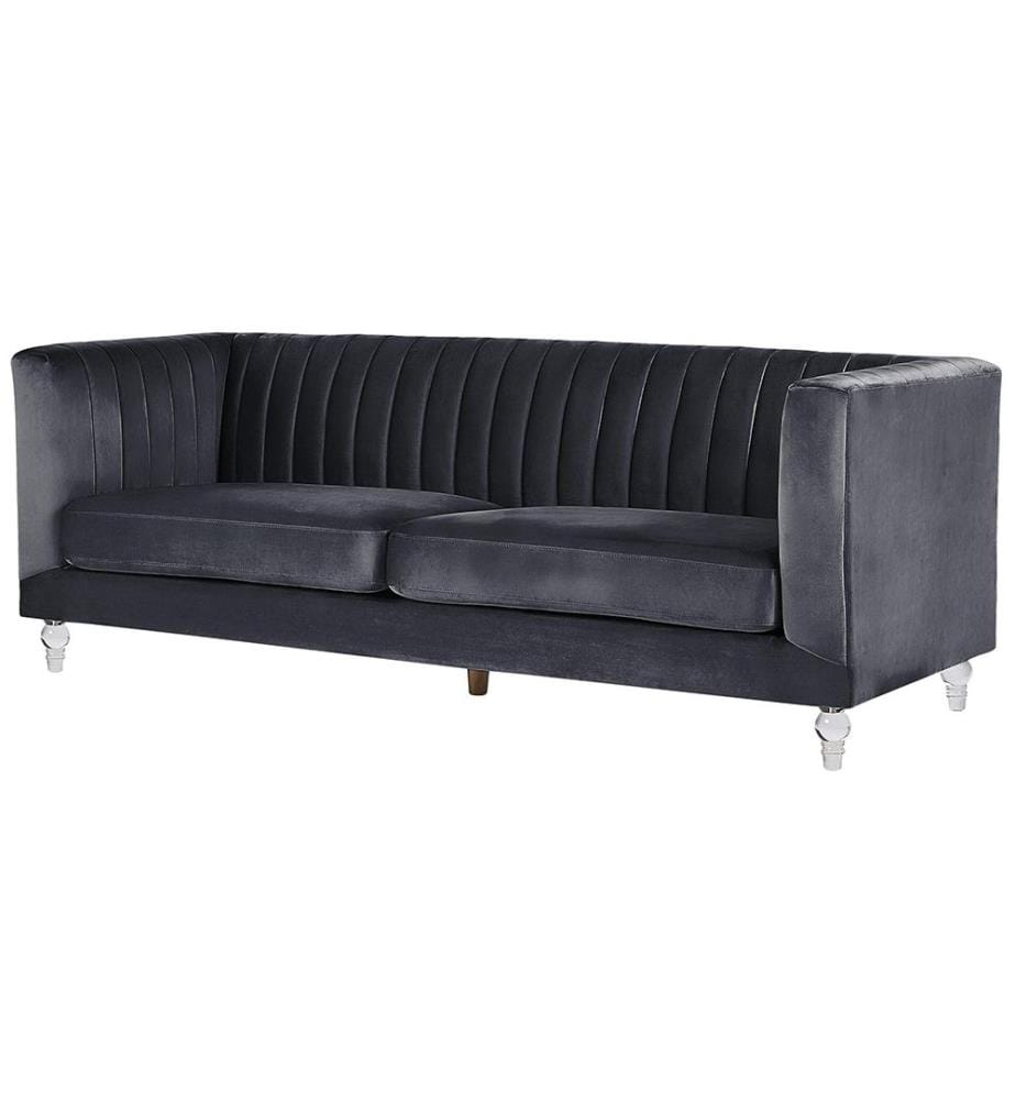 Sofa 3-Sitzer ARVIKA Samtstoff Schwarz