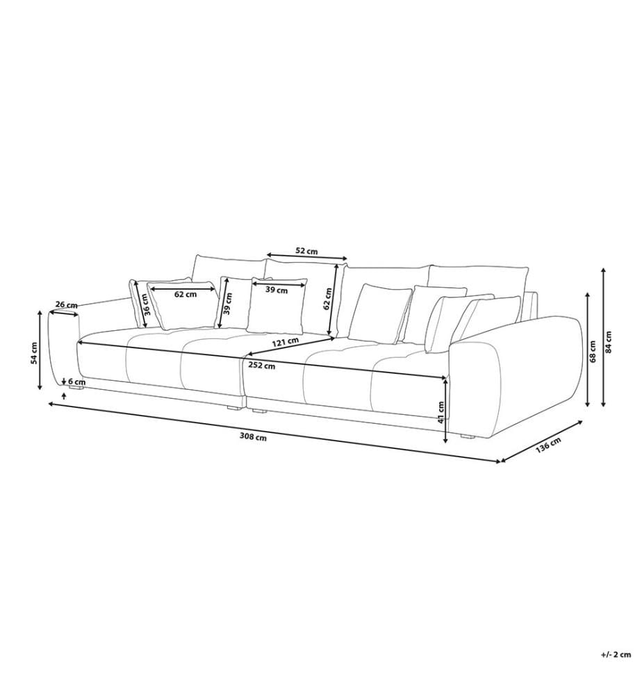 Sofa 4-Sitzer TORPO Stoff Grau