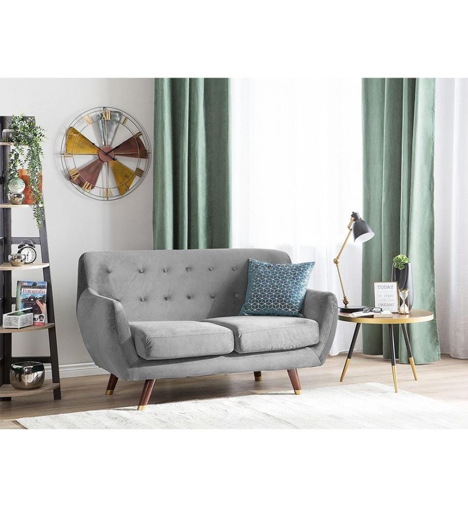 Sofa 2-Sitzer BODO Samtstoff Grau