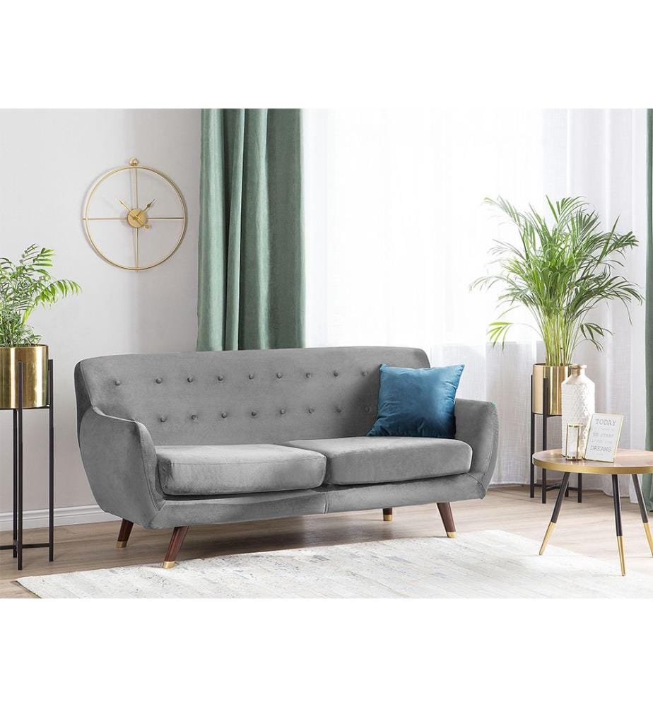 Sofa 3-Sitzer BODO Samtstoff Grau