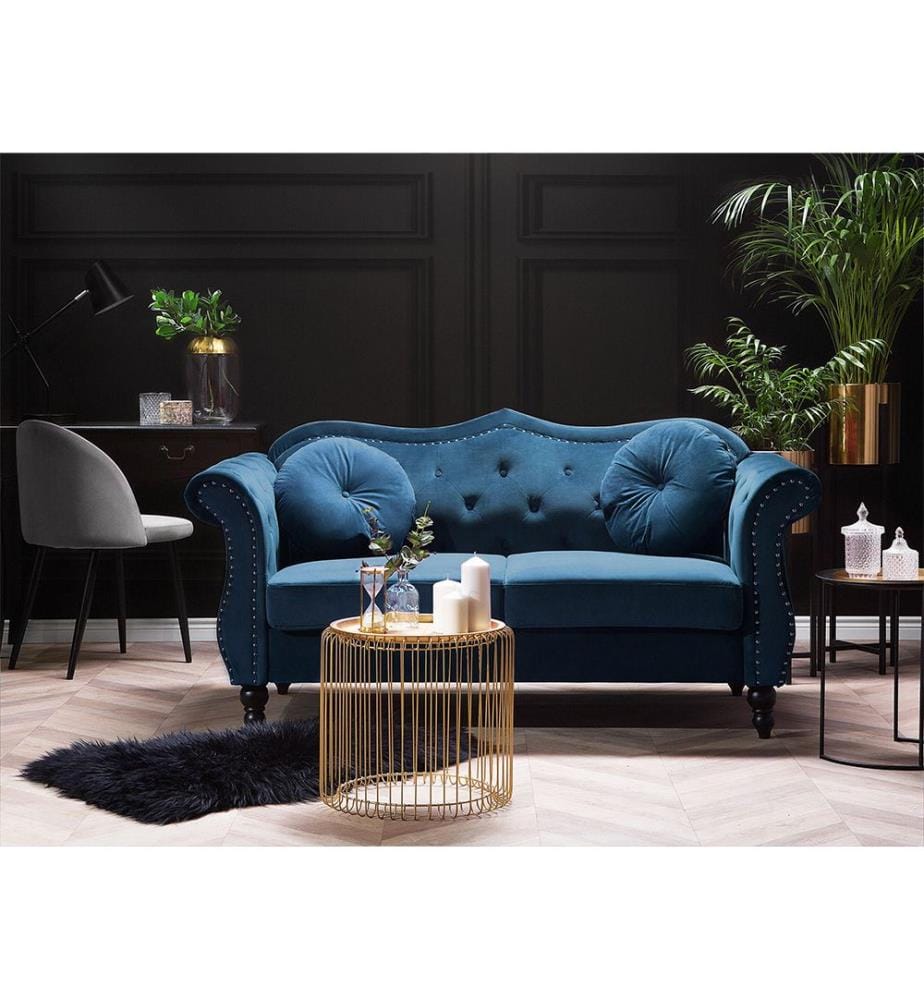 Sofa 2-Sitzer SKIEN Samtstoff Marineblau