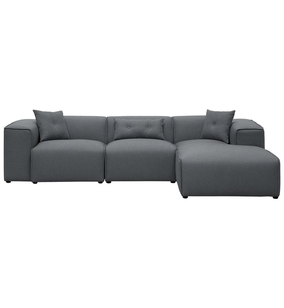 Canapé d'angle 3 places DOLVA Tissu Gris foncé Côté gauche
