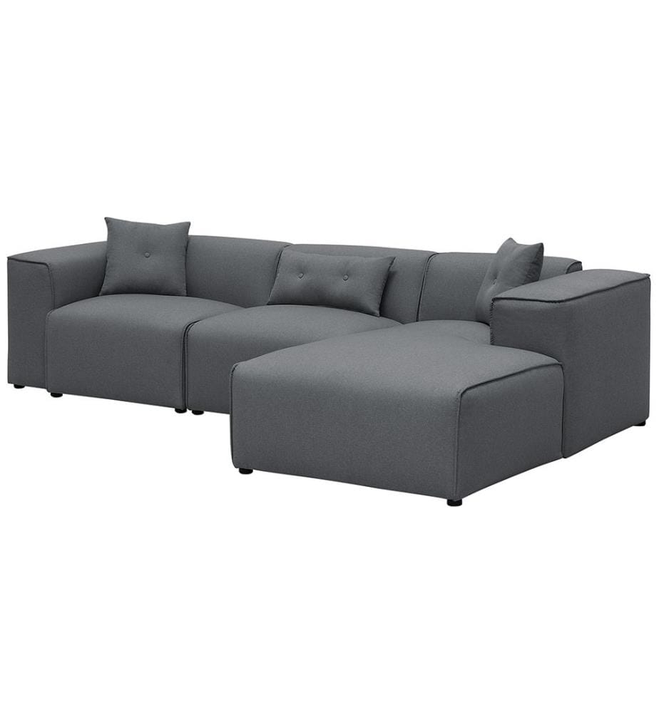 Canapé d'angle 3 places DOLVA Tissu Gris foncé Côté gauche