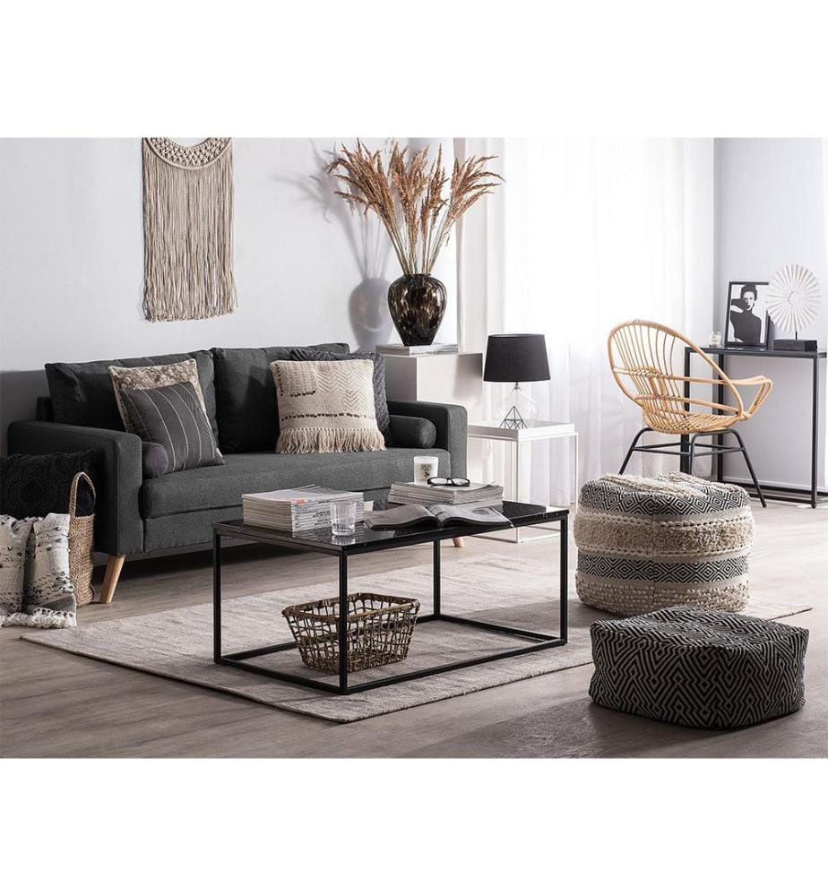 Sofa 2 Seater KALMAR Fabric Dark Grey