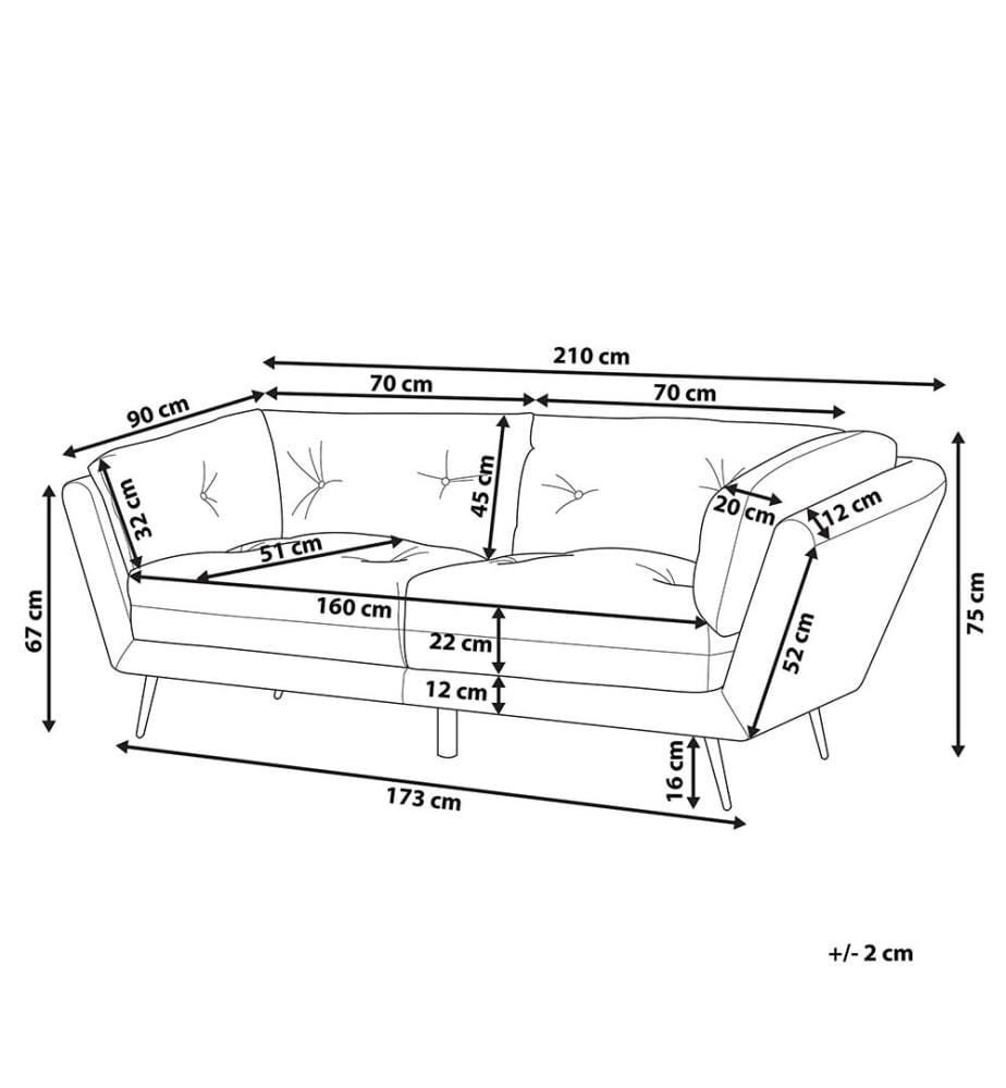 Sofa 3-Sitzer LENVIK Samtstoff Marineblau