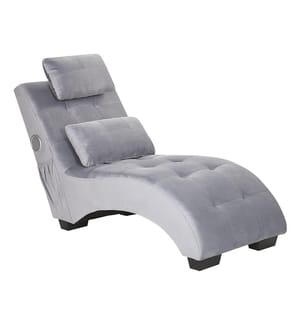 Chaiselongue SIMORRE Samtstoff Grau mit Bluetooth-Lautsprecher