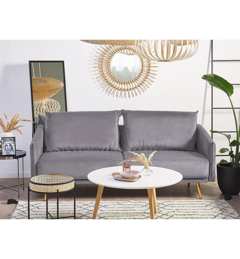 Sofa 3-Sitzer MAURA Samtstoff Grau