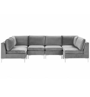 U-förmiges Modulsofa 6-Sitzer EVJA Samtstoff Grau