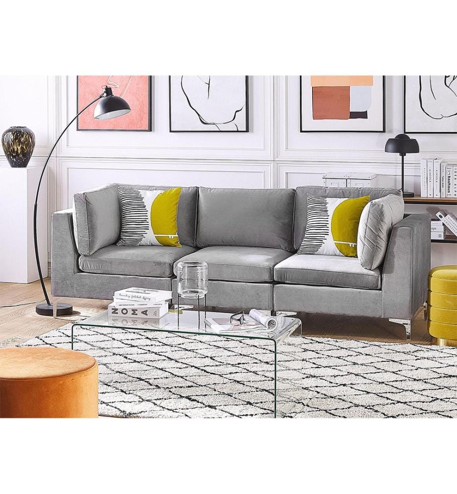 Modulsofa 3-Sitzer EVJA Samtstoff Grau