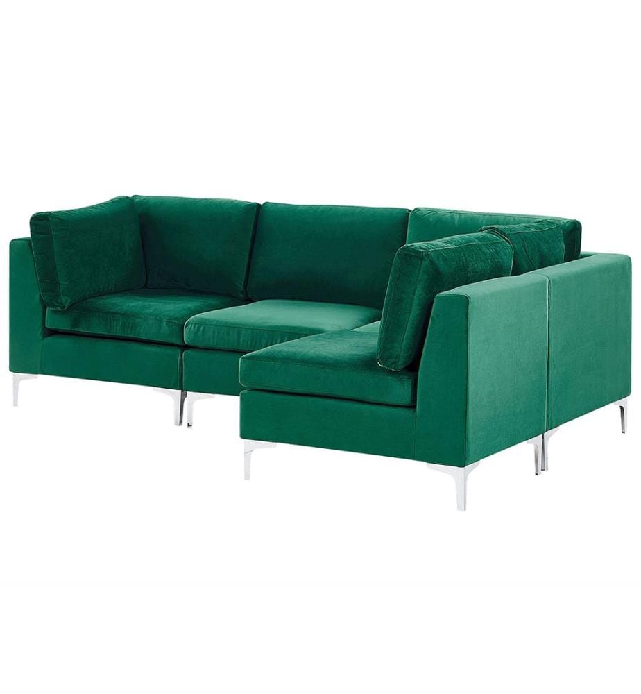 Modul Ecksofa 4-Sitzer EVJA Samtstoff Grün linksseitig
