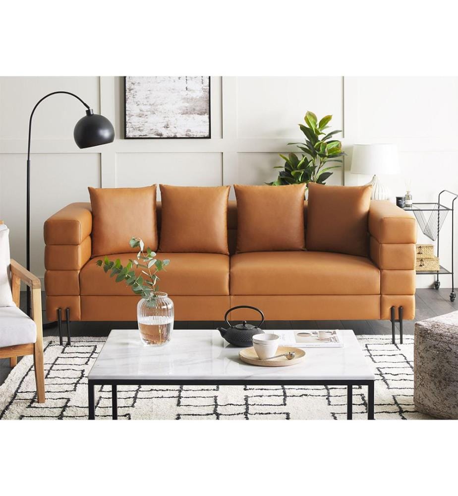 Sofa 3-Sitzer GRANNA Kunstleder Braun