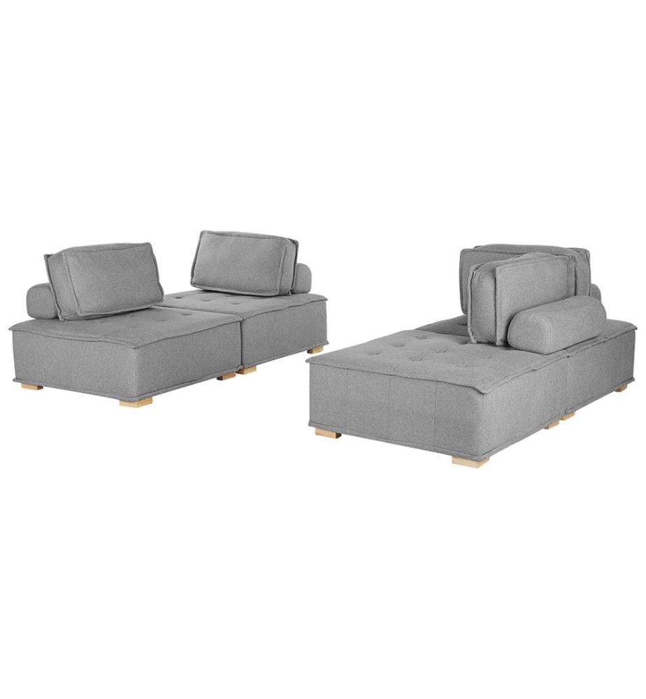 Ensemble de salon modulable 4 places TIBRO Tissu Gris