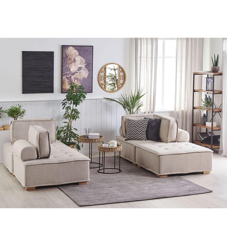 Modulsofa Set 4-Sitzer TIBRO Stoff Hellbeige