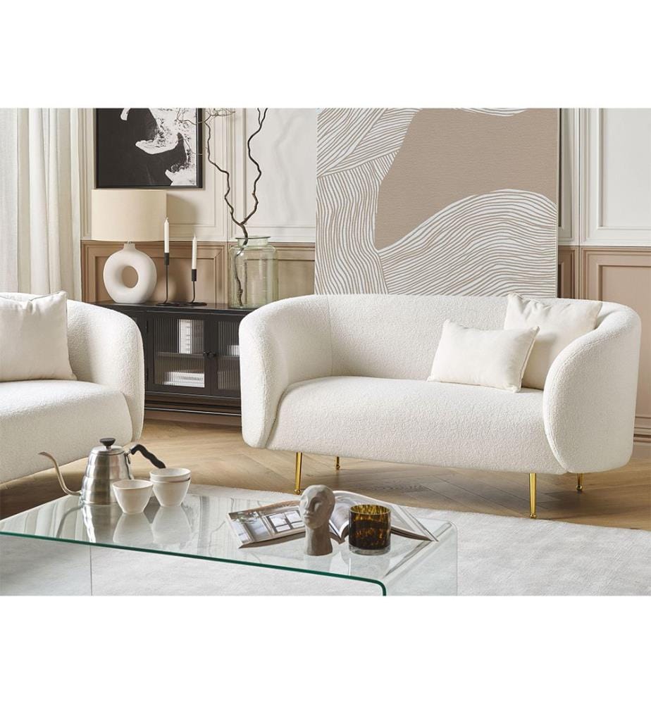 Sofa 2-Sitzer LOEN Bouclé Weiss