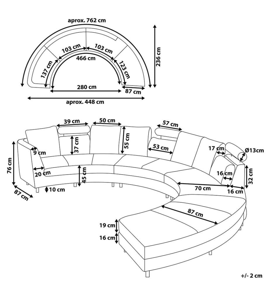 Halbrundes Sofa 7-Sitzer ROTUNDE Echtleder Braun