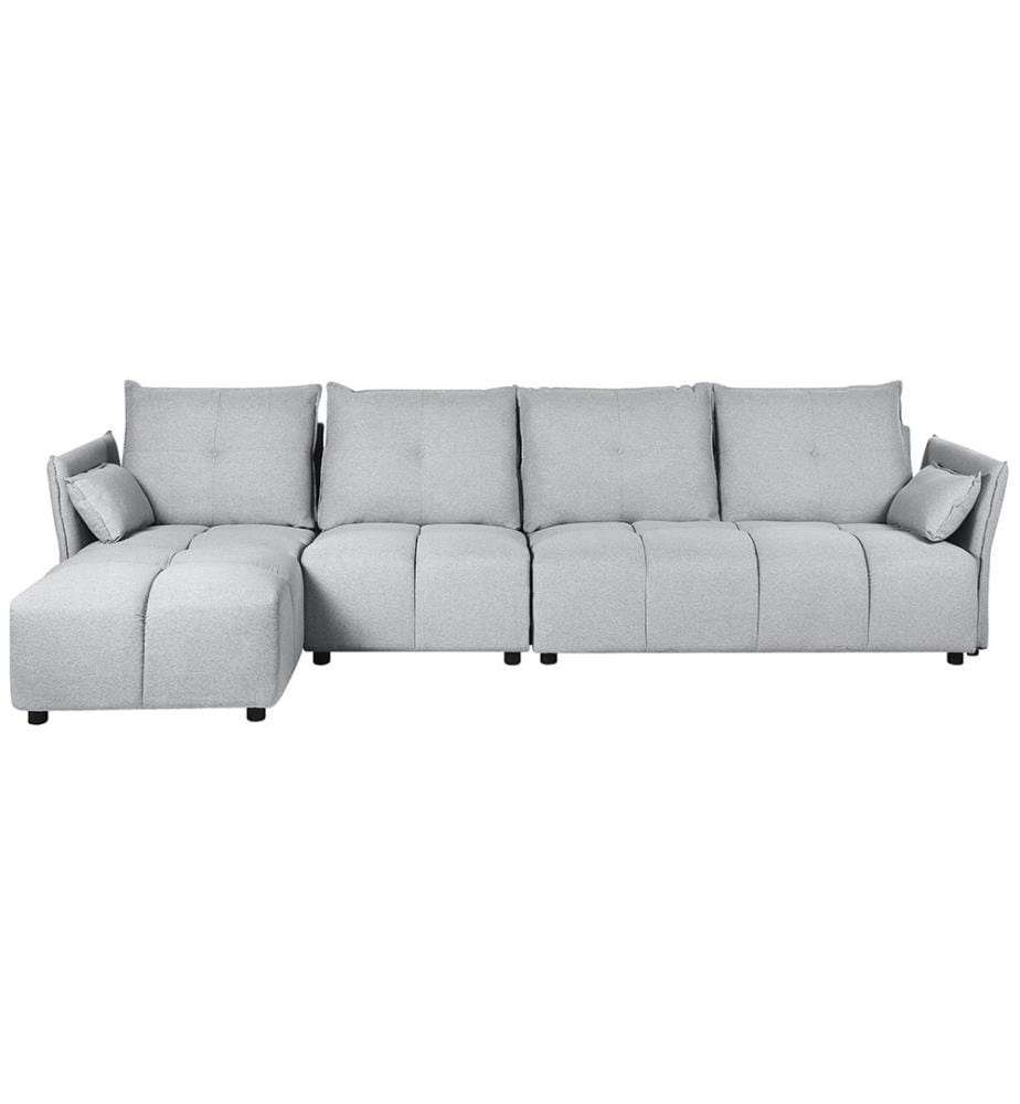 Ecksofa 4-Sitzer TOMRA Stoff Hellgrau rechtsseitig