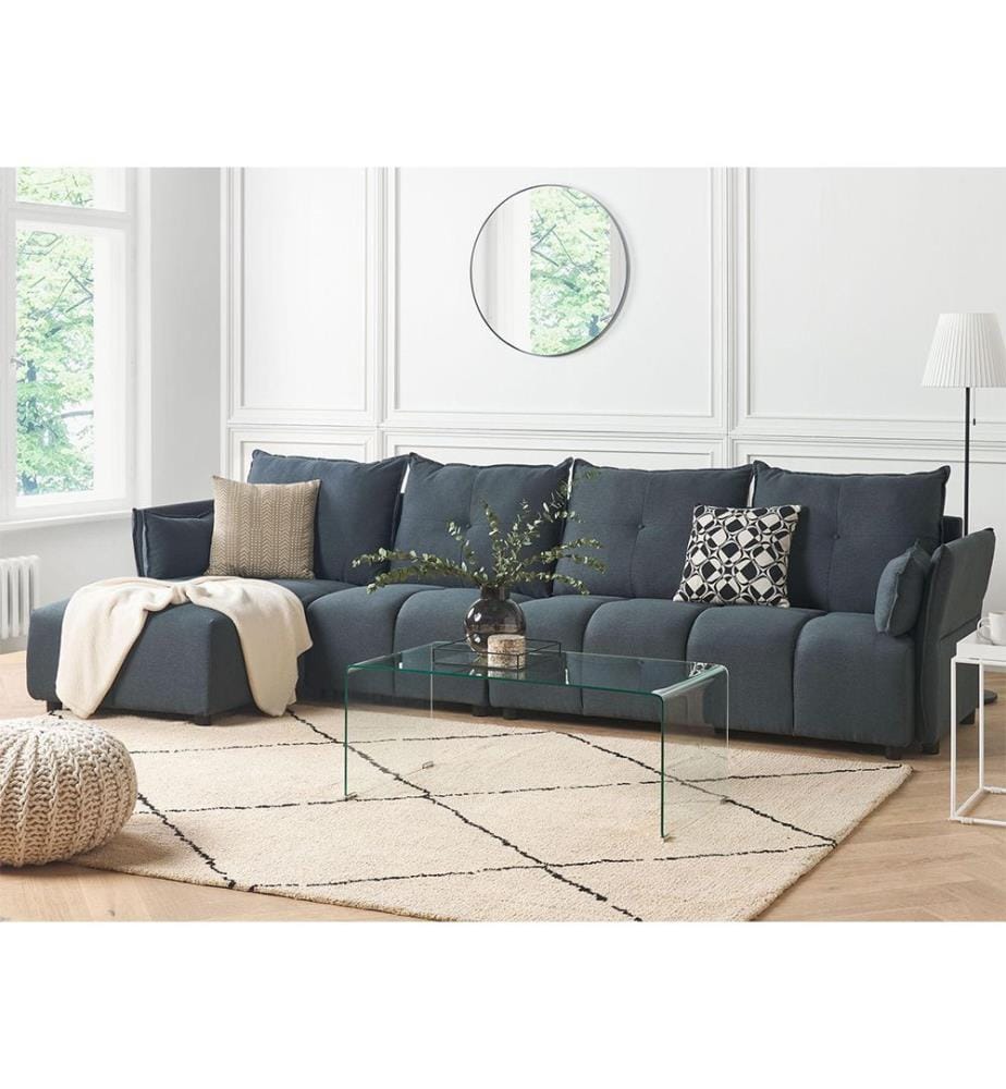 Canapé d'angle 4 places TOMRA Tissu Gris graphite Côté droit