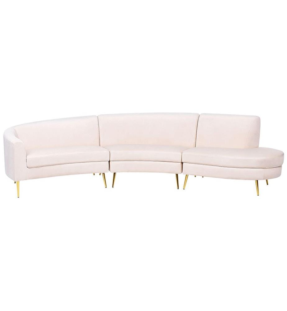 Halbrundes Sofa 4-Sitzer MOSS Samtstoff Hellbeige
