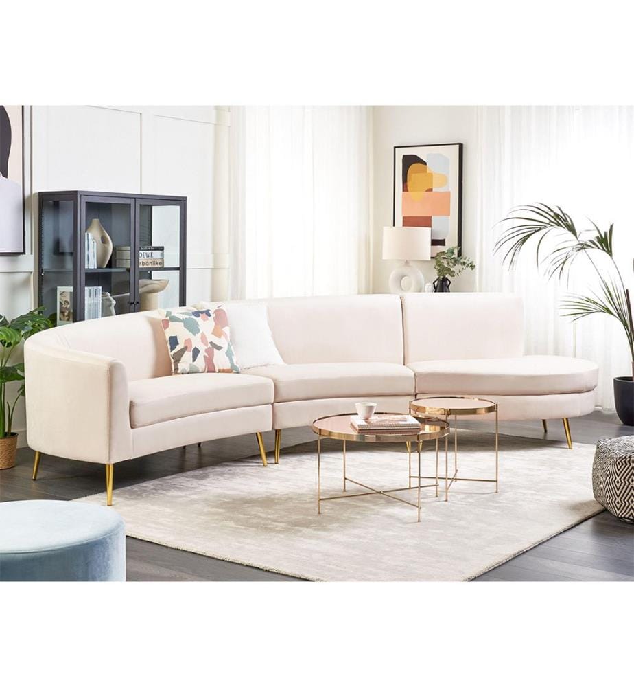 Halbrundes Sofa 4-Sitzer MOSS Samtstoff Hellbeige