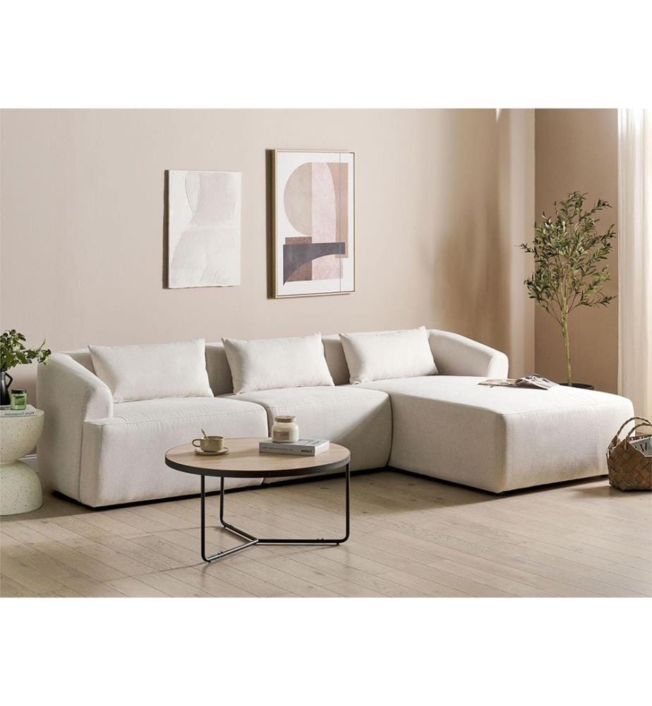 Ecksofa 3-Sitzer SVANSELE Stoff Hellbeige linksseitig