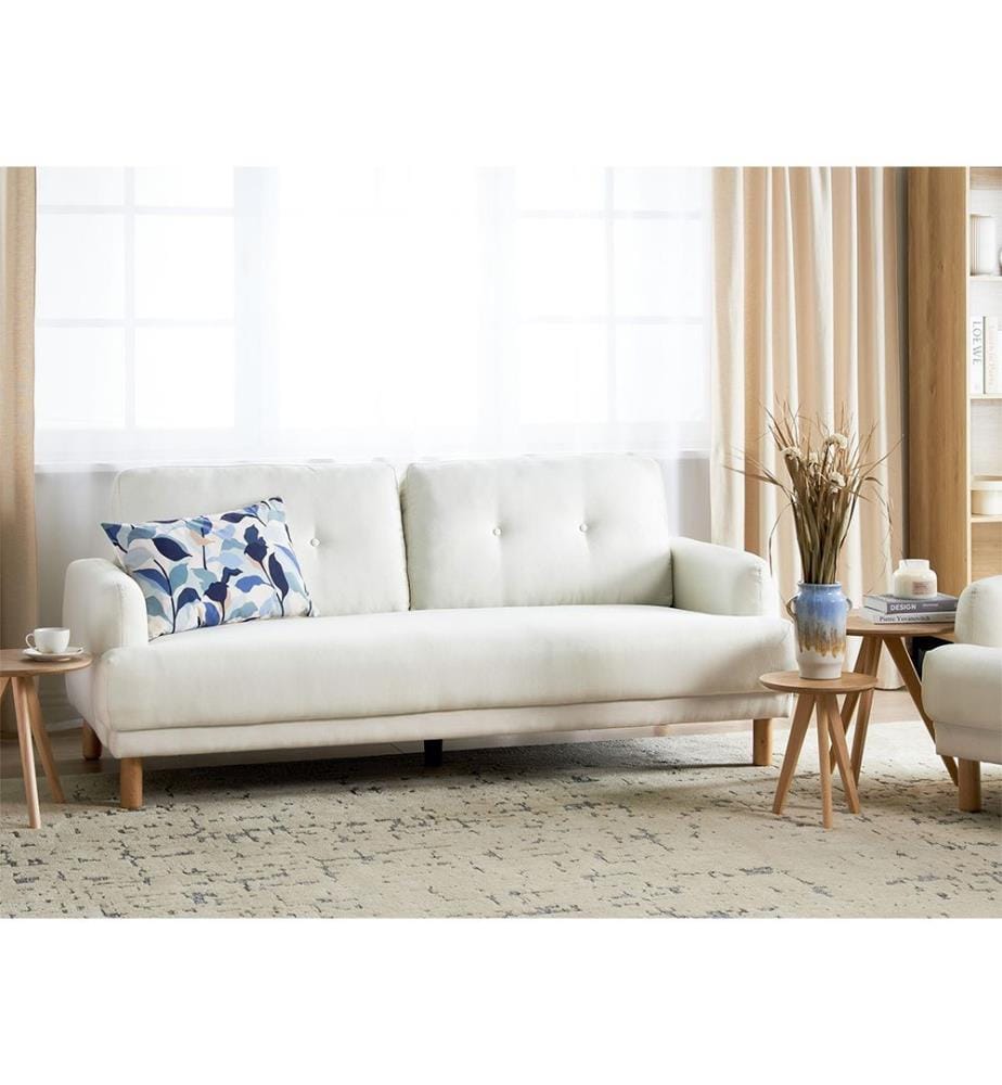 Sofa 3-Sitzer TUVE Stoff Cremeweiss